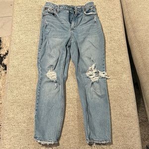 Abercrombie High Rise Distressed Mom Jeans Curve Love